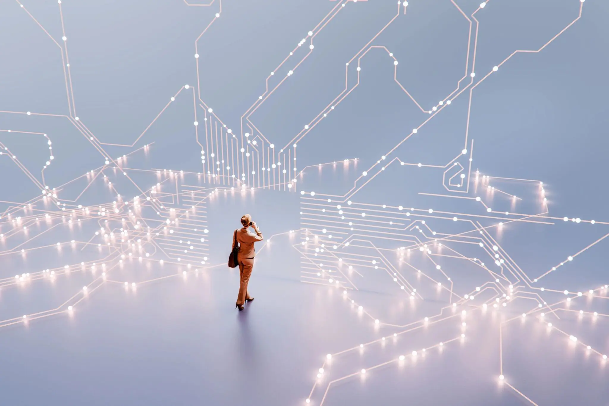 Futuristic technology concept with human figure