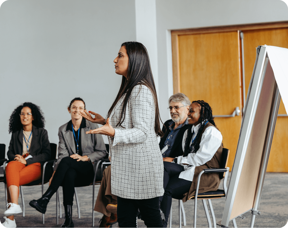 Woman leading a group discussion