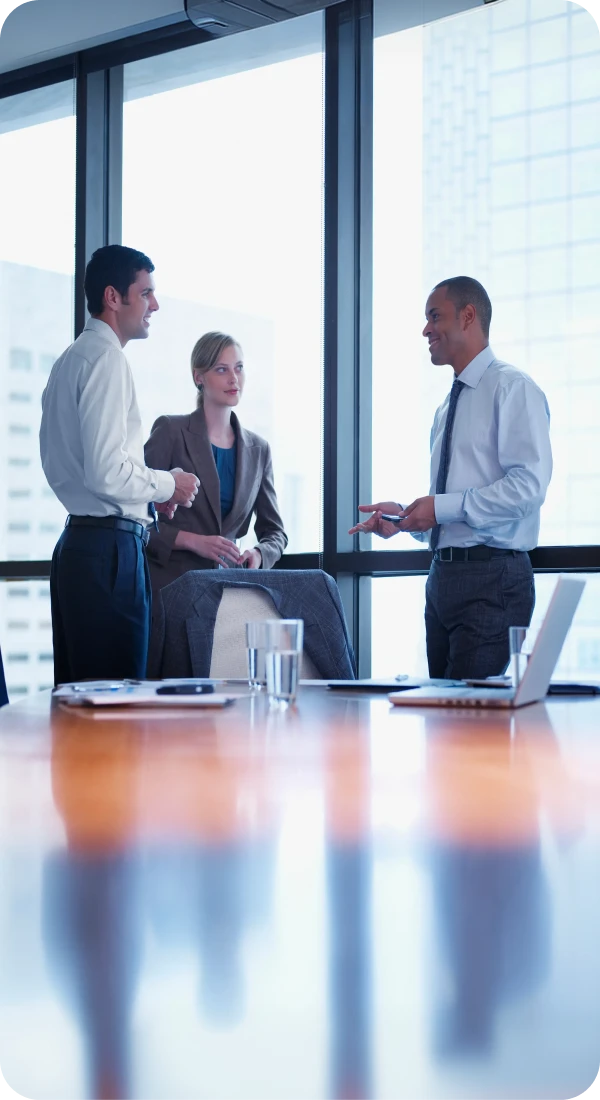 Office colleagues in conversation