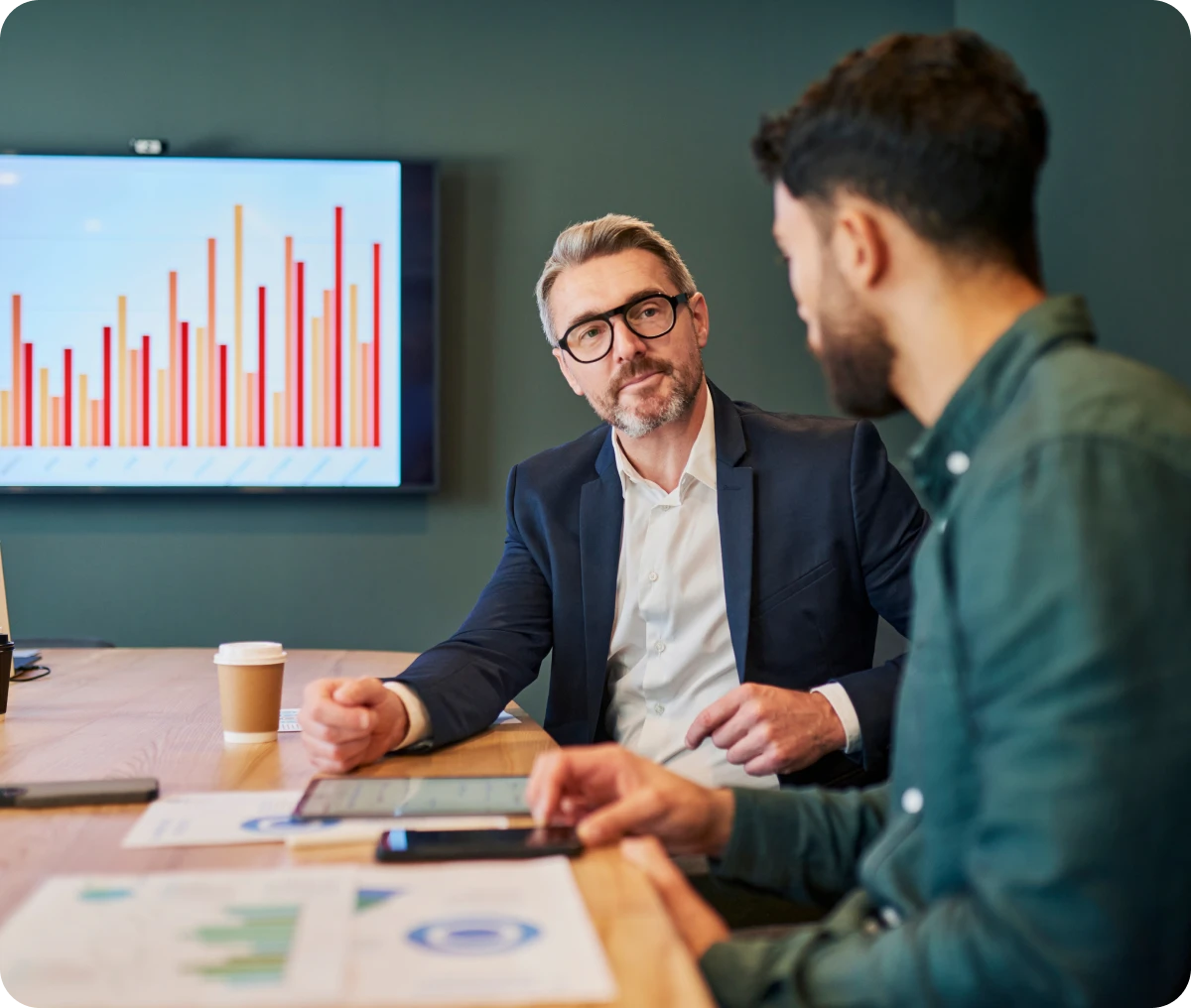 Business meeting with data presentation