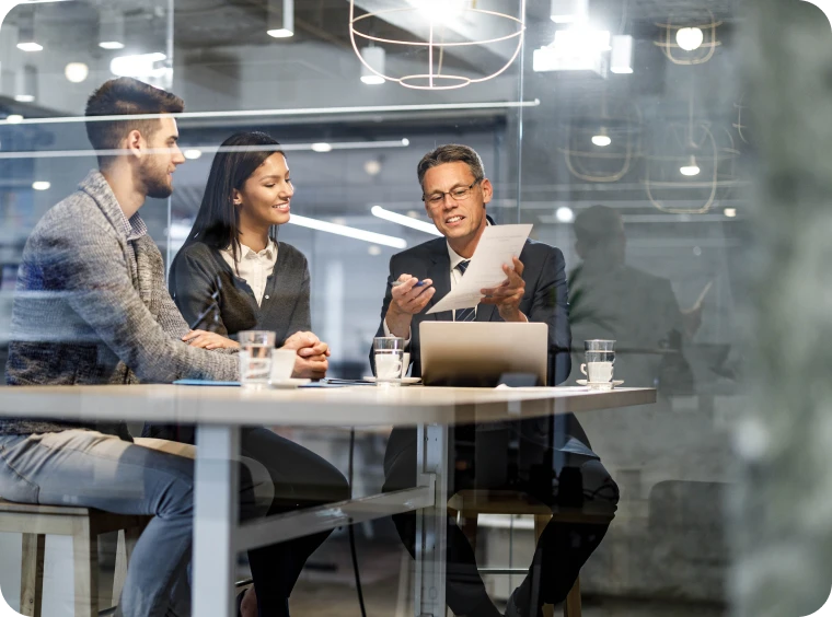 Professional team reviewing documents