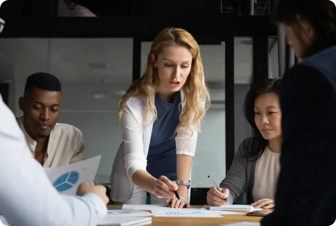 Team collaborating on a project